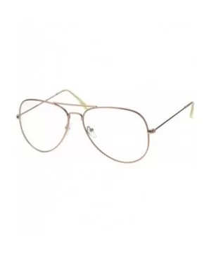 Trendy Oversized Officer Style Tear Drop Shape Metal Clear Lens Eyeglasses - Matte Rose Gold - CK18TMQQTY5 $7.83 Oversized