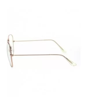 Trendy Oversized Officer Style Tear Drop Shape Metal Clear Lens Eyeglasses - Matte Rose Gold - CK18TMQQTY5 $7.83 Oversized