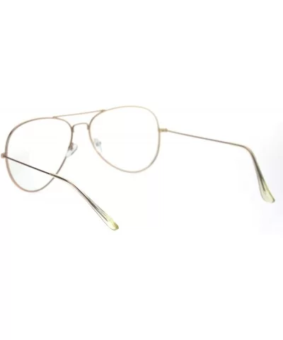 Trendy Oversized Officer Style Tear Drop Shape Metal Clear Lens Eyeglasses - Matte Rose Gold - CK18TMQQTY5 $7.83 Oversized