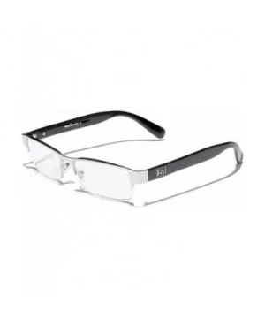 Rectangular Half Frame Reading Glasses Fashion Designer Eyeglasses - Silver - Black - CE125C4LE9L $5.00 Rimless