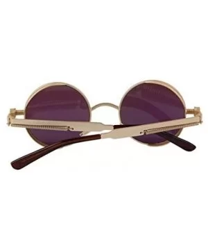 Steam punk retro sunglasses polarized sunglasses mechanical spring - Gold Frame Blue Lens - C012J0F4TDL $21.75 Goggle