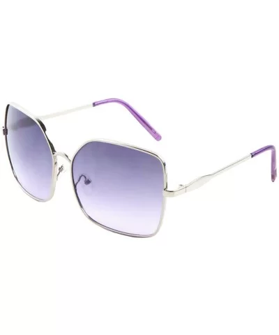 Womens Oversized Square Sunglasses Oceanic Gradient Lens Metal Frame 60mm - Purple - CR12ODULIKK $6.39 Aviator