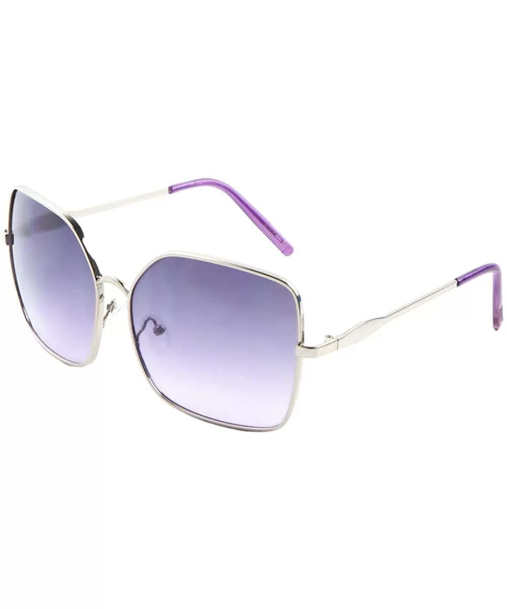 Womens Oversized Square Sunglasses Oceanic Gradient Lens Metal Frame 60mm - Purple - CR12ODULIKK $6.39 Aviator