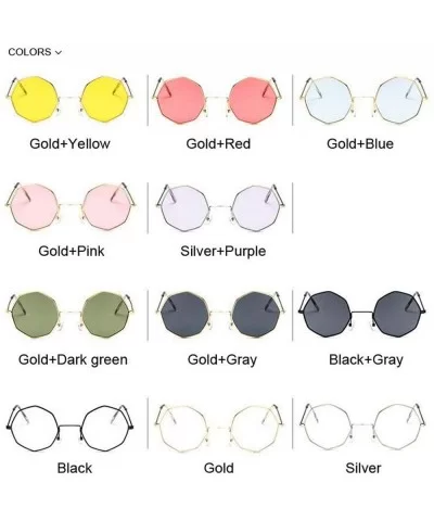 Octagon Yellow Red Round Sun Glasses Women Mirror Retro Luxury Oval Small Sunglasses Oculos De Sol - Gold Pink - C8197Y7696X ...