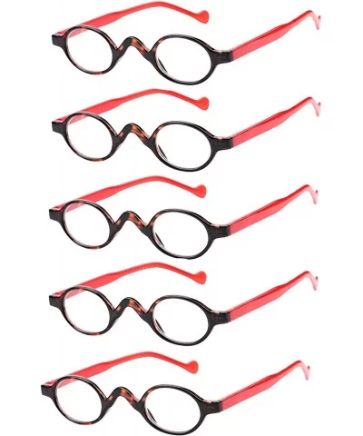 3 Pairs Cute Small Round Plastic Spring Heeled Magnifying Reading Glasses - 5 Pairs Value Pack in Red - C918ZYW4U5Y $11.27 Round