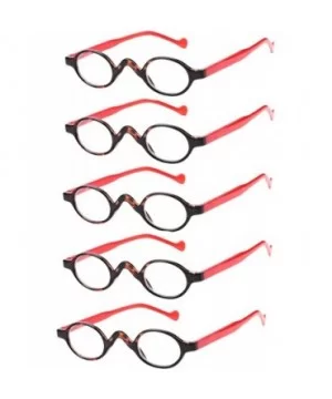 3 Pairs Cute Small Round Plastic Spring Heeled Magnifying Reading Glasses - 5 Pairs Value Pack in Red - C918ZYW4U5Y $11.27 Round