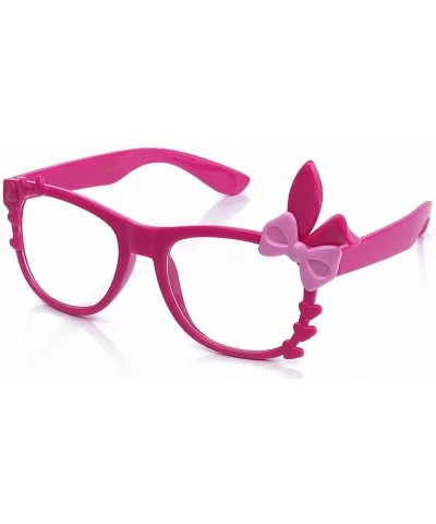 Women's High Fashion Bunny Ears Hearts Bow Clear Lens Glasses 20% OFF 4 Pairs or More - Hot Pink - CR11DCOKQBB $6.35 Oversized