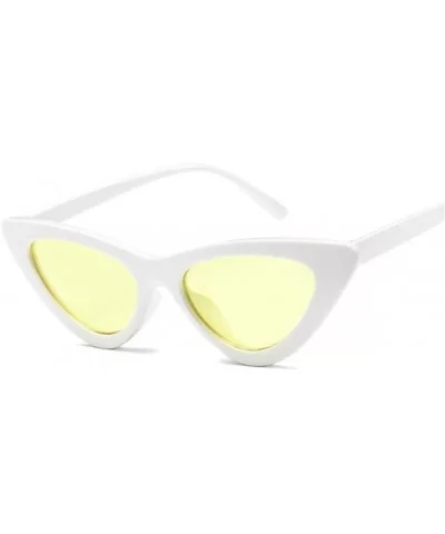 Vintage Sunglasses Glasses Colorful Eyewear - White Yellow - CB199EIUWI7 $16.35 Cat Eye