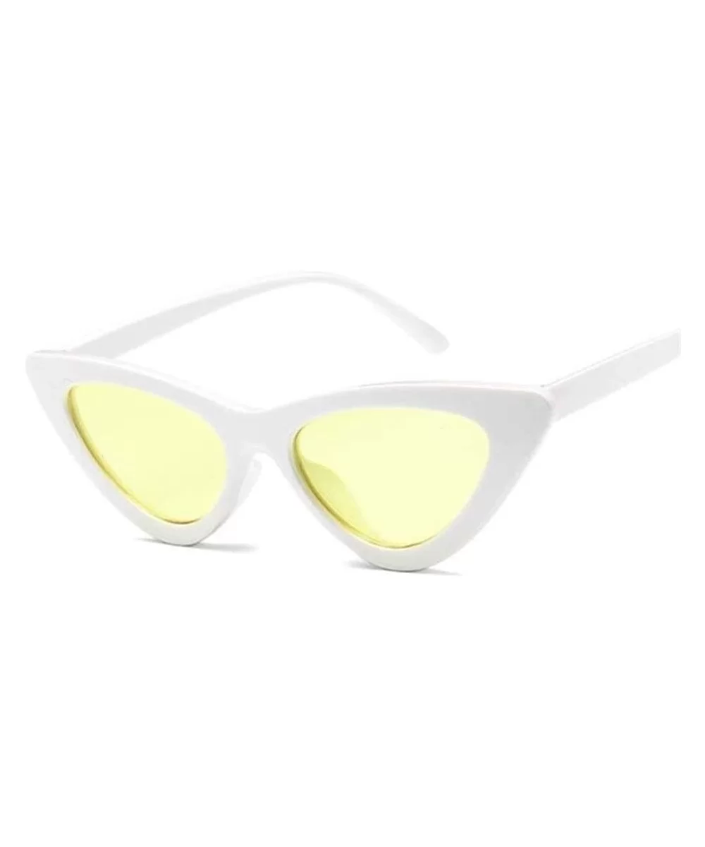 Vintage Sunglasses Glasses Colorful Eyewear - White Yellow - CB199EIUWI7 $16.35 Cat Eye