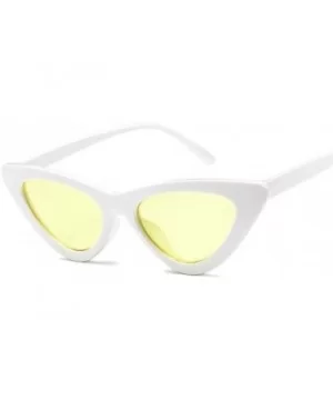 Vintage Sunglasses Glasses Colorful Eyewear - White Yellow - CB199EIUWI7 $16.35 Cat Eye