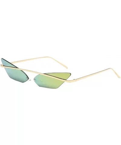 Retro Small Cat Eye Rimless Sunglasses Metal Frame Transparent Lens - Gold - C218ZSHMX48 $8.77 Rimless