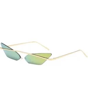 Retro Small Cat Eye Rimless Sunglasses Metal Frame Transparent Lens - Gold - C218ZSHMX48 $8.77 Rimless