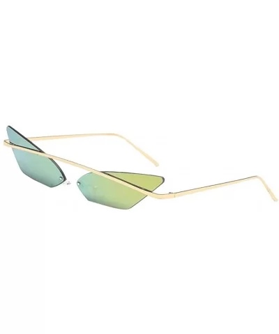 Retro Small Cat Eye Rimless Sunglasses Metal Frame Transparent Lens - Gold - C218ZSHMX48 $8.77 Rimless