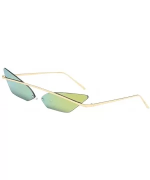 Retro Small Cat Eye Rimless Sunglasses Metal Frame Transparent Lens - Gold - C218ZSHMX48 $8.77 Rimless