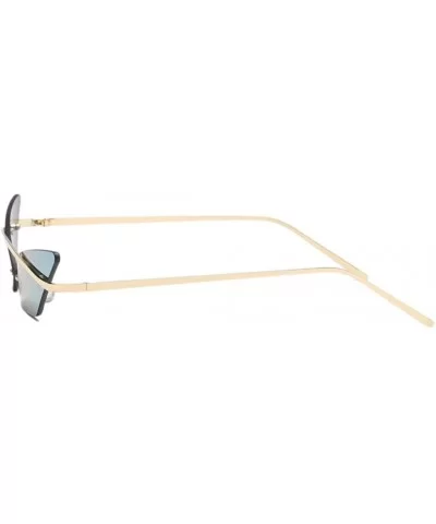 Retro Small Cat Eye Rimless Sunglasses Metal Frame Transparent Lens - Gold - C218ZSHMX48 $8.77 Rimless