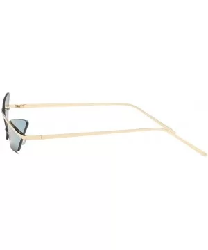 Retro Small Cat Eye Rimless Sunglasses Metal Frame Transparent Lens - Gold - C218ZSHMX48 $8.77 Rimless