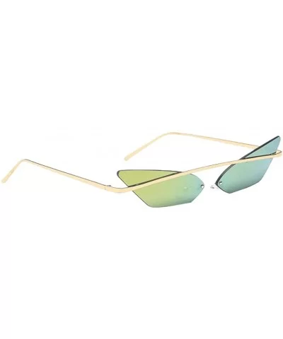 Retro Small Cat Eye Rimless Sunglasses Metal Frame Transparent Lens - Gold - C218ZSHMX48 $8.77 Rimless