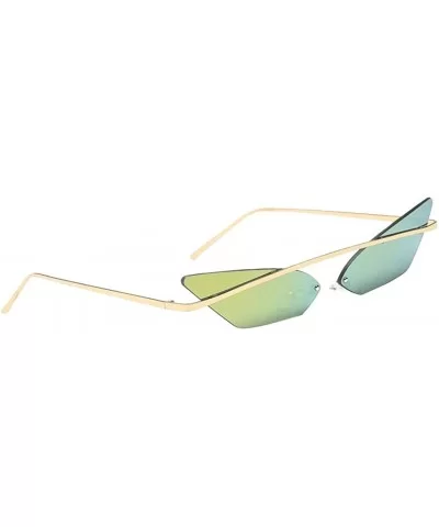 Retro Small Cat Eye Rimless Sunglasses Metal Frame Transparent Lens - Gold - C218ZSHMX48 $8.77 Rimless