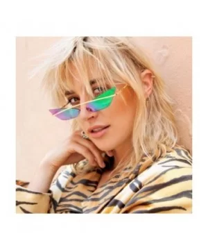 Retro Small Cat Eye Rimless Sunglasses Metal Frame Transparent Lens - Gold - C218ZSHMX48 $8.77 Rimless