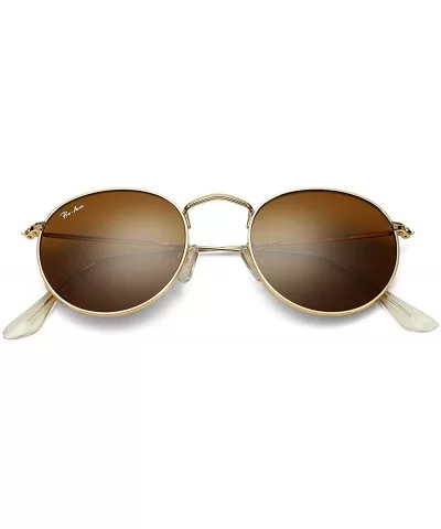 PA3447 Classic Crystal Glass Lens Retro Round Metal Sunglasses-50mm - Crystal Brown Lens - CZ1923ATG5U $14.82 Wayfarer