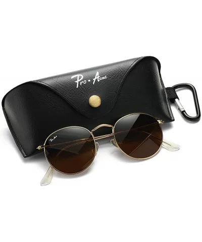 PA3447 Classic Crystal Glass Lens Retro Round Metal Sunglasses-50mm - Crystal Brown Lens - CZ1923ATG5U $14.82 Wayfarer