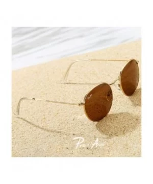 PA3447 Classic Crystal Glass Lens Retro Round Metal Sunglasses-50mm - Crystal Brown Lens - CZ1923ATG5U $14.82 Wayfarer