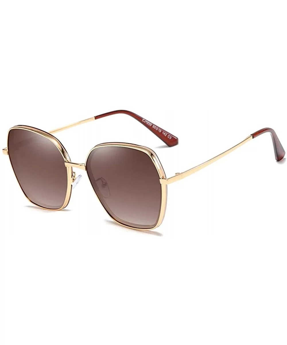 Unisex Sunglasses Retro Black Drive Holiday Round Polarized UV400 - Brown - CO18R968TTD $6.89 Round