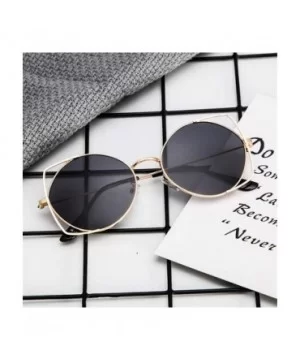 Sunglasses for Women Cat Eye Mirrored Flat Lenses Metal Frame Sunglasses - Gray - CZ18TH6MHE6 $5.22 Cat Eye