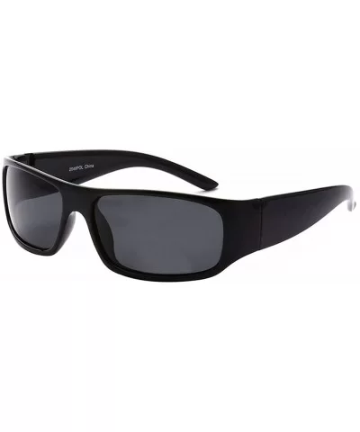 Sporty Wrap Around Sunglasses - Black - CY12KW99ZA5 $6.96 Square