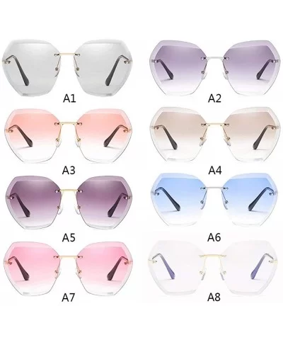 Women Luxury Rimless Sunglasses - Summer Oversized Vintage Shades Sun Glasses - A8 - C5196D8HCYQ $7.21 Rimless