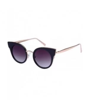 Round Cat Eye Optical Sunnies w/Flat Lens 32186-O-FLREV - Black - CZ12N5PCYU5 $6.72 Cat Eye