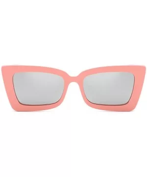 Square Sunglasses Small Vintage Candy Color Tinted Lens Shades UV400 Sun Glasses - Pink&silver - C718NW3MZI2 $4.19 Goggle