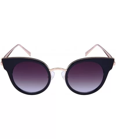 Round Cat Eye Optical Sunnies w/Flat Lens 32186-O-FLREV - Black - CZ12N5PCYU5 $6.72 Cat Eye