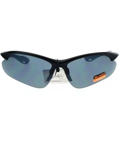 Xloop Sunglasses Mens Sports Eyewear Half Rim Lite Wrap Around UV 400 - Black (Black) - C2184DCSHGS $8.34 Wrap