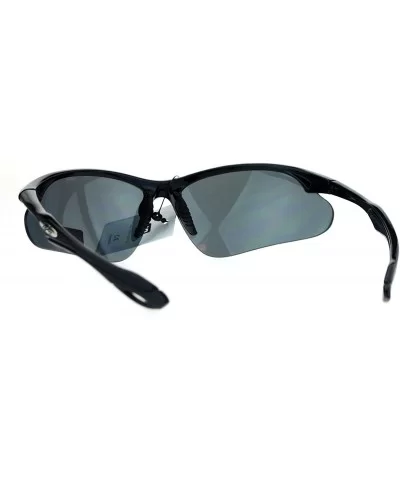 Xloop Sunglasses Mens Sports Eyewear Half Rim Lite Wrap Around UV 400 - Black (Black) - C2184DCSHGS $8.34 Wrap