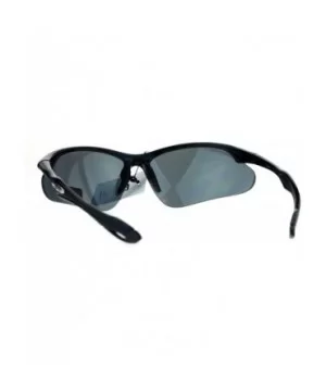 Xloop Sunglasses Mens Sports Eyewear Half Rim Lite Wrap Around UV 400 - Black (Black) - C2184DCSHGS $8.34 Wrap