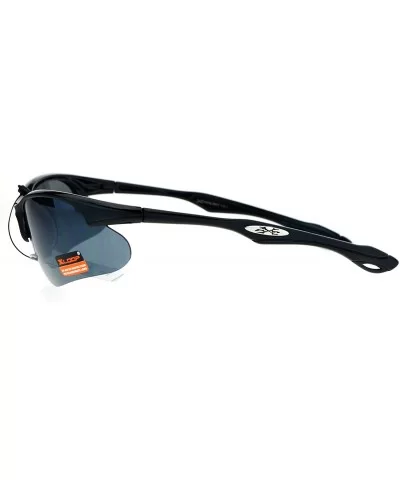 Xloop Sunglasses Mens Sports Eyewear Half Rim Lite Wrap Around UV 400 - Black (Black) - C2184DCSHGS $8.34 Wrap