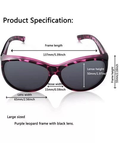 Polarized Oversized Sunglasses Wear over Prescription with Purple Frame for Women&Men - Purple Leopard - CC18I5K4R78 $18.97 C...