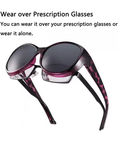 Polarized Oversized Sunglasses Wear over Prescription with Purple Frame for Women&Men - Purple Leopard - CC18I5K4R78 $18.97 C...