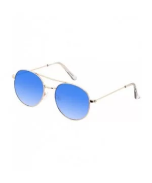 Round Sunglasses for Women Retro Aviator Double Bridge Fashion Circle Vintage Cute Sun Glasses - C018WICADM0 $7.01 Round