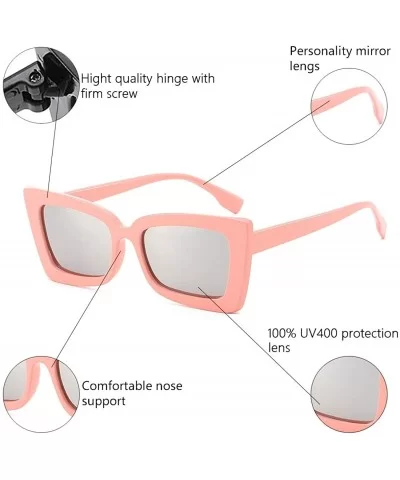 Square Sunglasses Small Vintage Candy Color Tinted Lens Shades UV400 Sun Glasses - Pink&silver - C718NW3MZI2 $4.19 Goggle