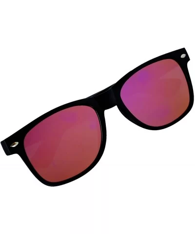 Fashion Retro Flat Mirror Reflective Colored Lens Sunglasses Horn Rimmed - Purple - CX12MUE9QQ9 $5.05 Wayfarer