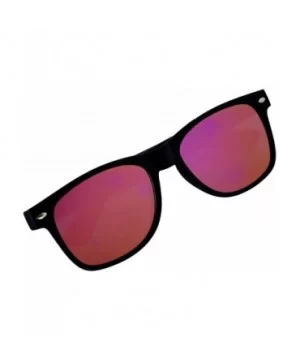 Fashion Retro Flat Mirror Reflective Colored Lens Sunglasses Horn Rimmed - Purple - CX12MUE9QQ9 $5.05 Wayfarer