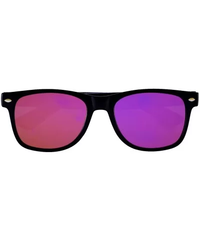 Fashion Retro Flat Mirror Reflective Colored Lens Sunglasses Horn Rimmed - Purple - CX12MUE9QQ9 $5.05 Wayfarer