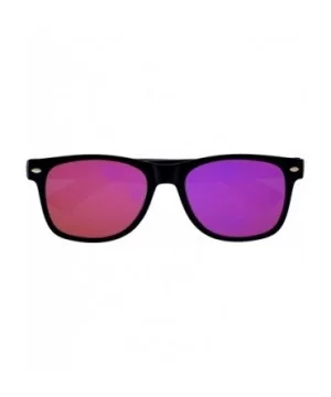 Fashion Retro Flat Mirror Reflective Colored Lens Sunglasses Horn Rimmed - Purple - CX12MUE9QQ9 $5.05 Wayfarer