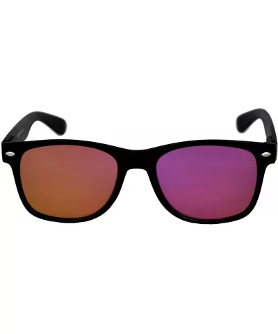 Fashion Retro Flat Mirror Reflective Colored Lens Sunglasses Horn Rimmed - Purple - CX12MUE9QQ9 $5.05 Wayfarer