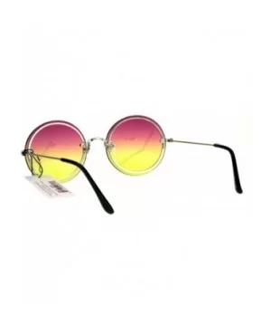 Womens Oceanic Lens Rimless Round Hippie Groovy Sunglasses - Purple Yellow - CI17YQNND42 $9.16 Rimless