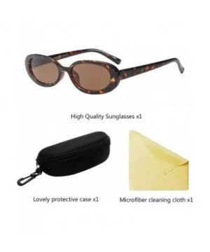 Women's Fashion UV400 Small Oval Sunglasses and Glasses Case for Women - Tea - CX18G7ZH47D $6.66 Wayfarer