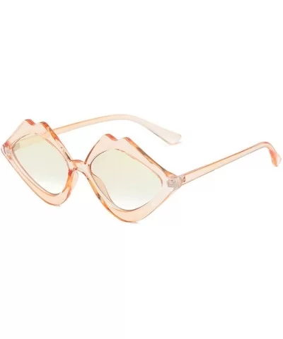 Fashion Lips Frame Oversized Plastic Lenses Sunglasses for Women UV400 - Pink Yellow - C718NI66XSO $7.45 Oversized