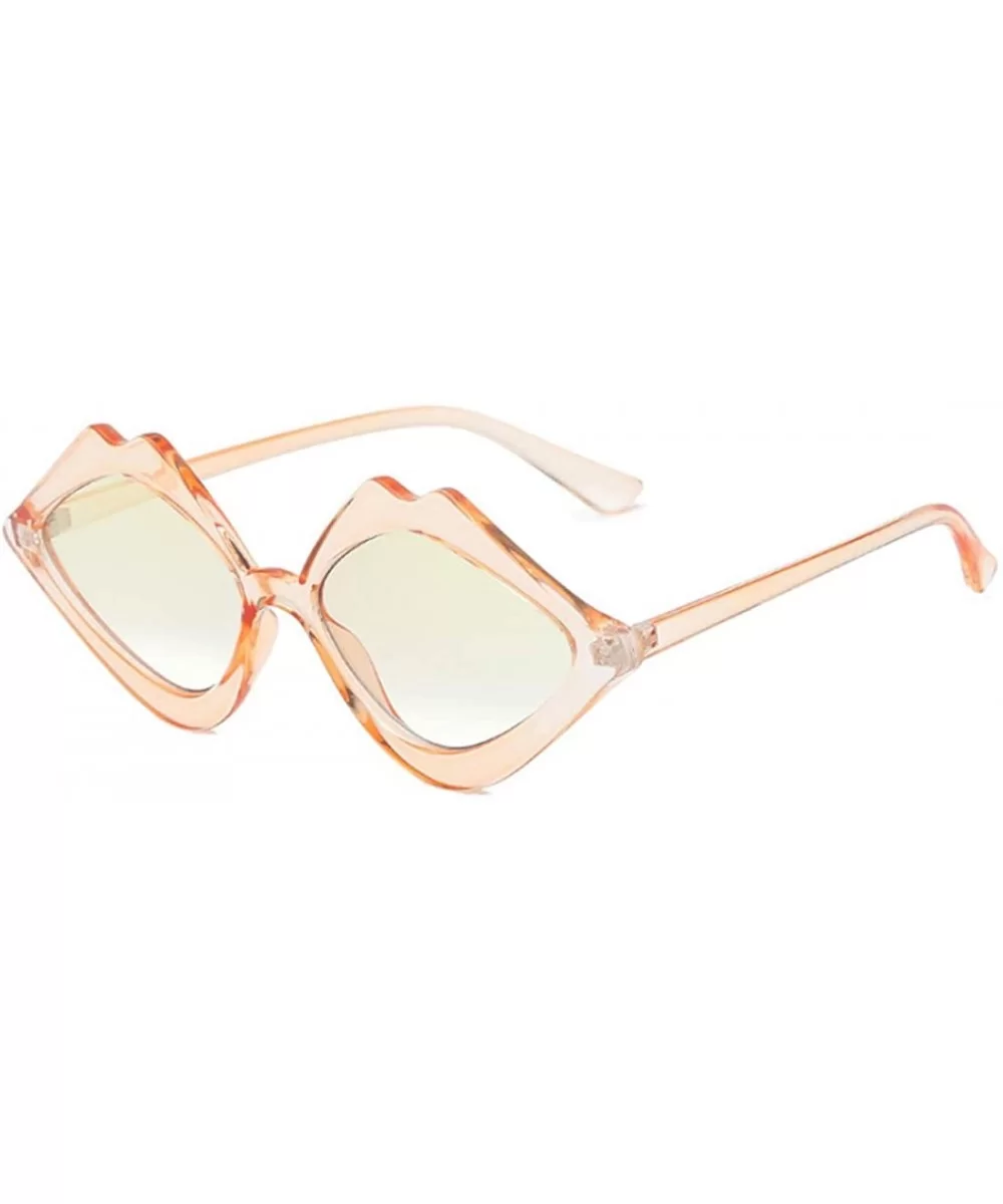 Fashion Lips Frame Oversized Plastic Lenses Sunglasses for Women UV400 - Pink Yellow - C718NI66XSO $7.45 Oversized